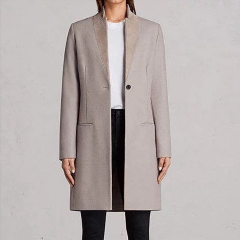 NWT All Saints Leni Coat in Taupe Brown